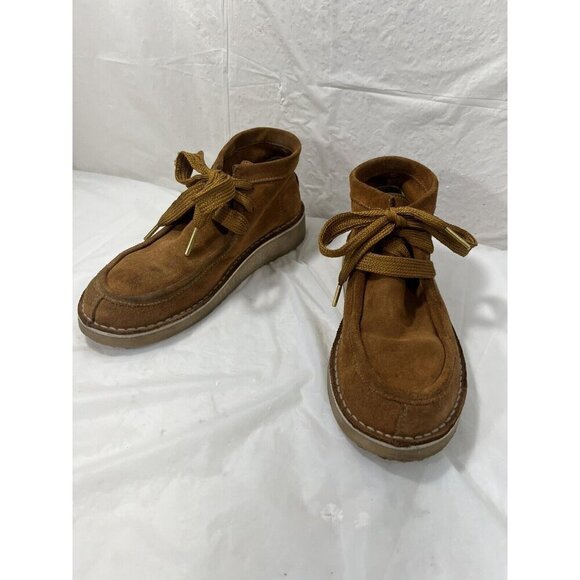 Free People Ashton Ankle Soft Suede Lace Booties Shoes tan size 8 - Picture 16 of 16